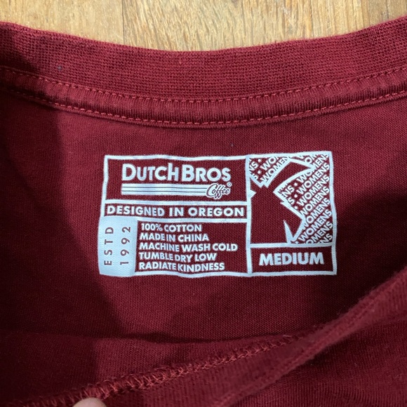 Dutch Bros Stay Up Late T-Shirt Size Medium Maroon - Picture 4 of 5